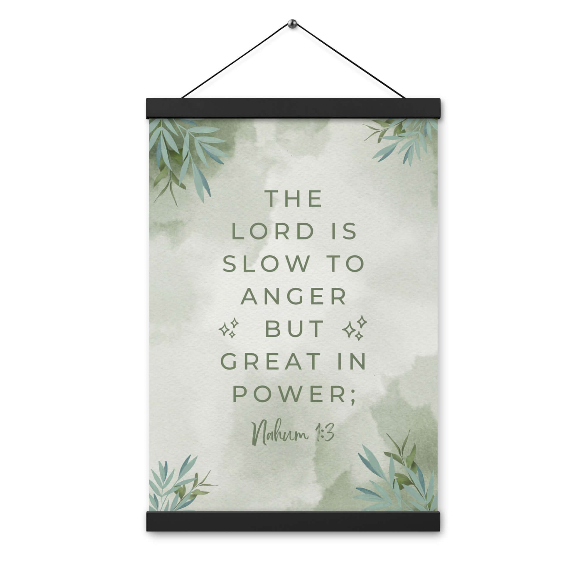 Nahum 1:3 Bible Verse, The Lord is slow Enhanced Matte Paper Poster With Hanger