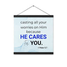 1 Pet 5:7 - Bible Verse, casting all your worries on Him Enhanced Matte Paper Poster With Hanger