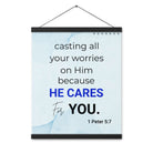 1 Pet 5:7 - Bible Verse, casting all your worries on Him Enhanced Matte Paper Poster With Hanger