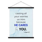 1 Pet 5:7 - Bible Verse, casting all your worries on Him Enhanced Matte Paper Poster With Hanger