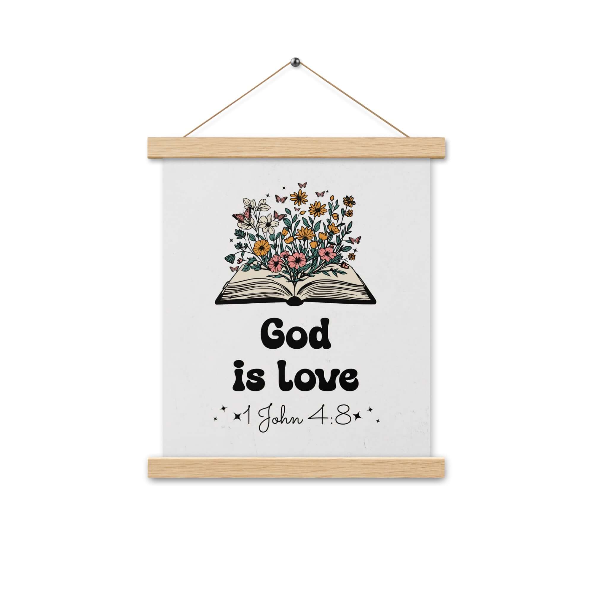 1 John 4:8 - Bible Verse, God is Love Enhanced Matte Paper Poster With Hanger