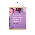 Psalm 147:3 - Bible Verse, He heals the broken Enhanced Matte Paper Poster With Hanger