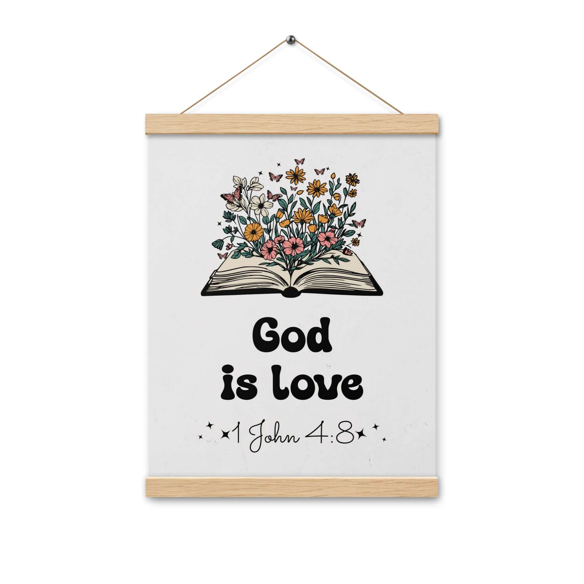 1 John 4:8 - Bible Verse, God is Love Enhanced Matte Paper Poster With Hanger