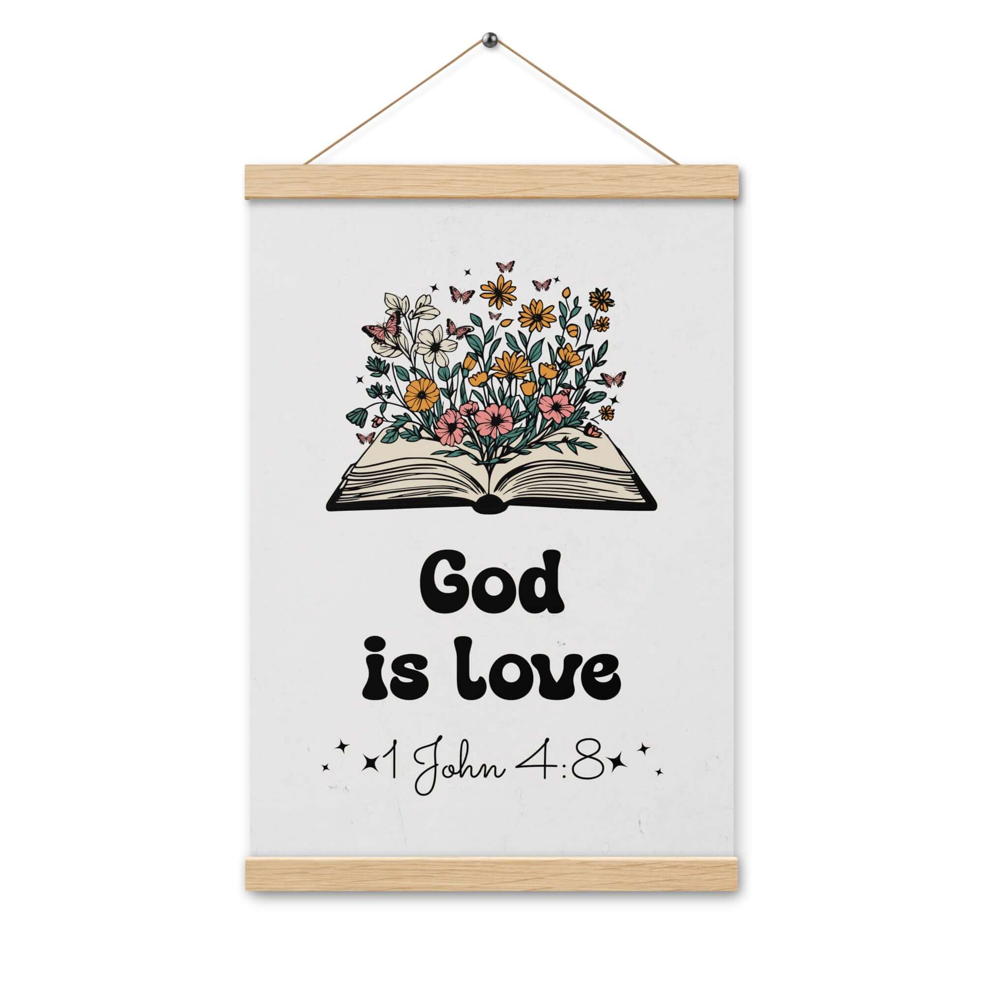 1 John 4:8 - Bible Verse, God is Love Enhanced Matte Paper Poster With Hanger