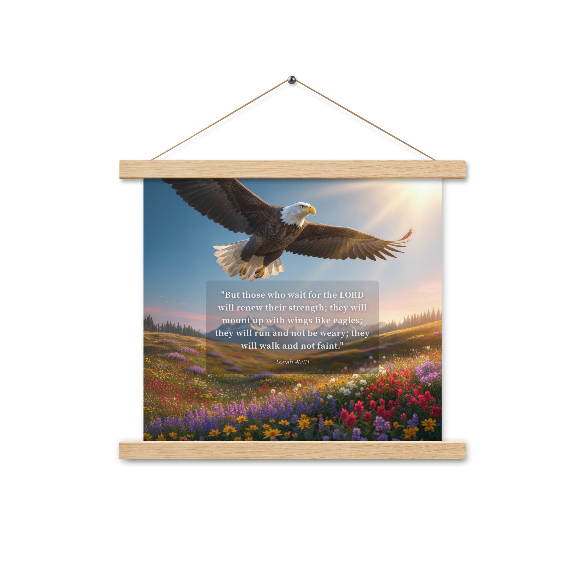 Isaiah 40:31 Bible Verse Who Wait Enhanced Matte Paper Poster With Hanger Oak 14″×14″