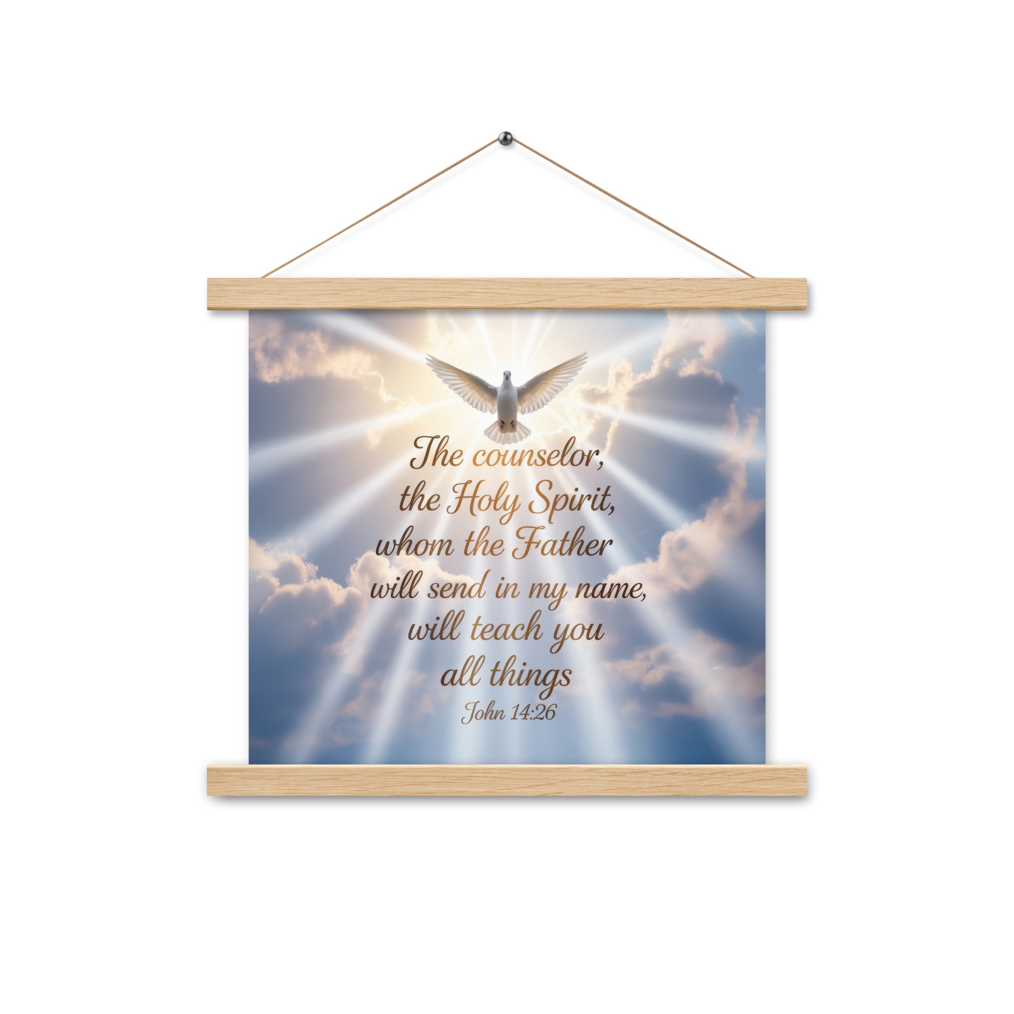 John 14:26 Bible Verse Father Enhanced Matte Paper Poster With Hanger Oak 14″×14″