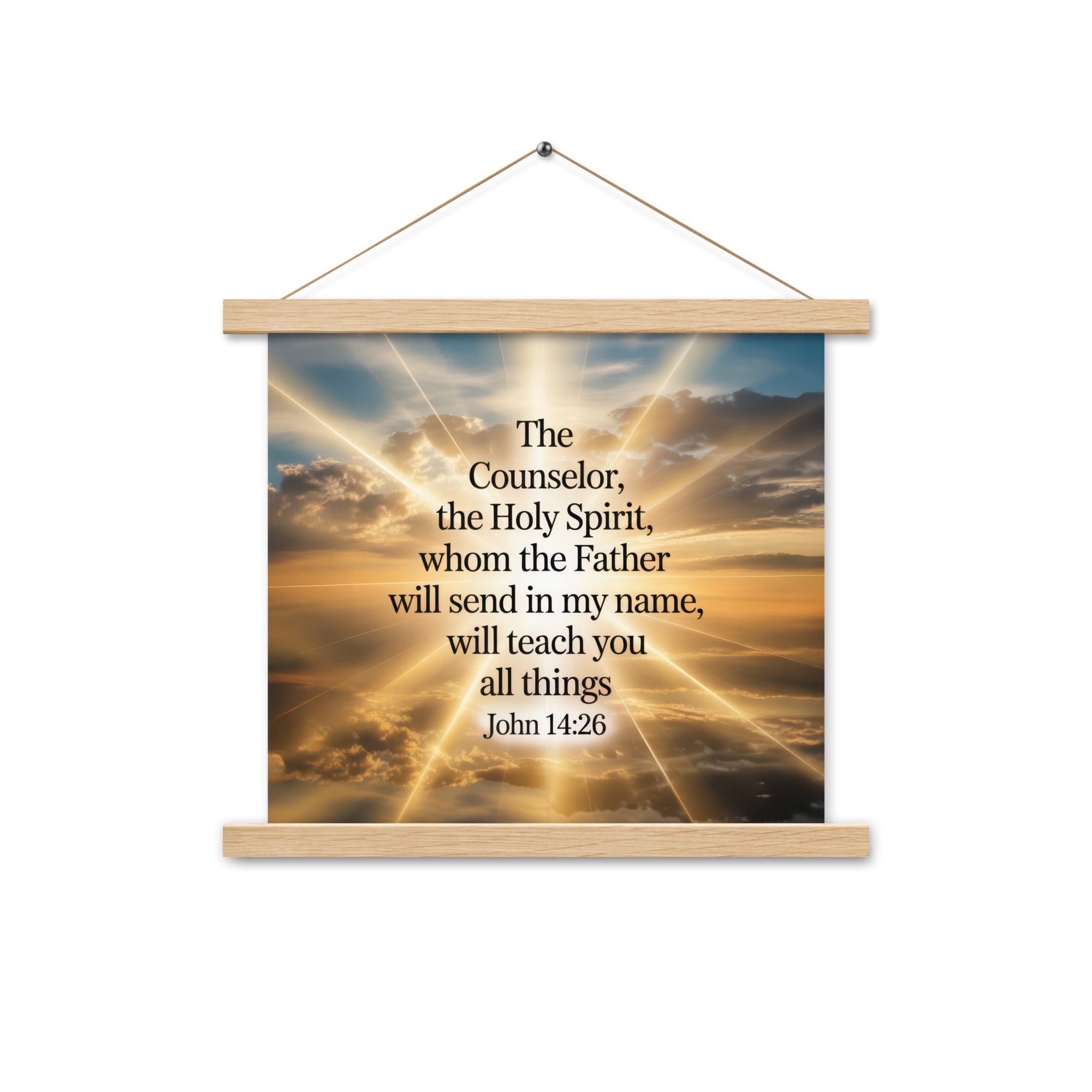 John 14:26 Bible Verse will send Enhanced Matte Paper Poster With Hanger Oak 14″×14″