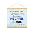 1 Pet 5:7 - Bible Verse, casting all your worries on Him Enhanced Matte Paper Poster With Hanger