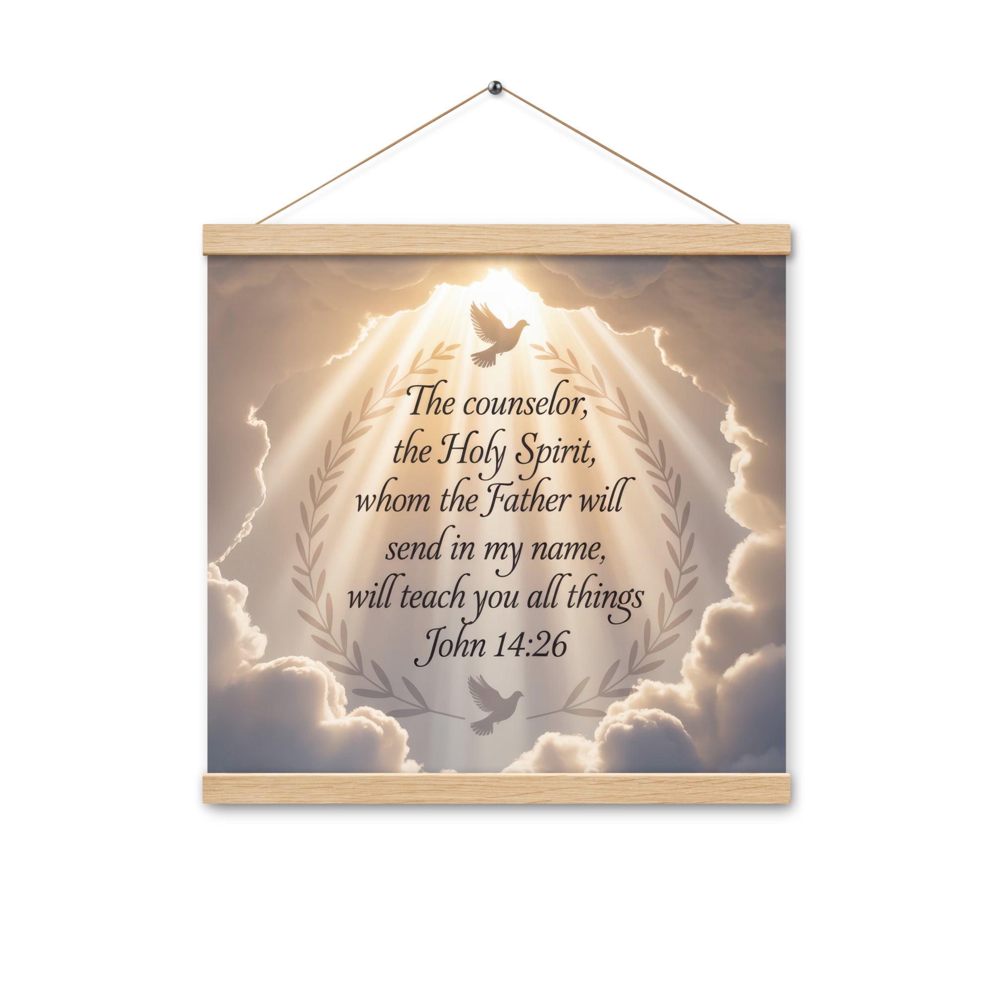John 14:26 Bible Verse Counselor Enhanced Matte Paper Poster With Hanger Oak 16″×16″