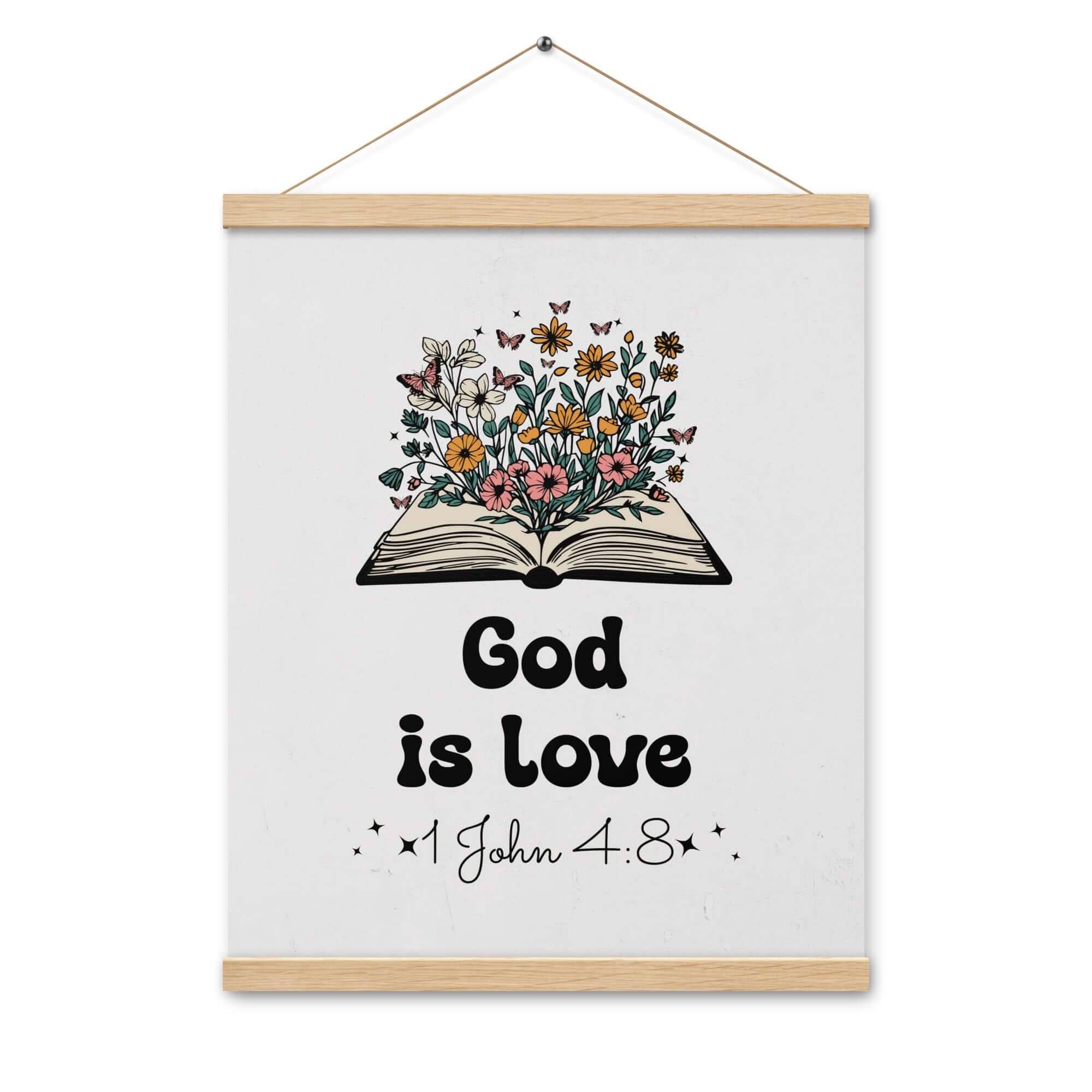 1 John 4:8 - Bible Verse, God is Love Enhanced Matte Paper Poster With Hanger