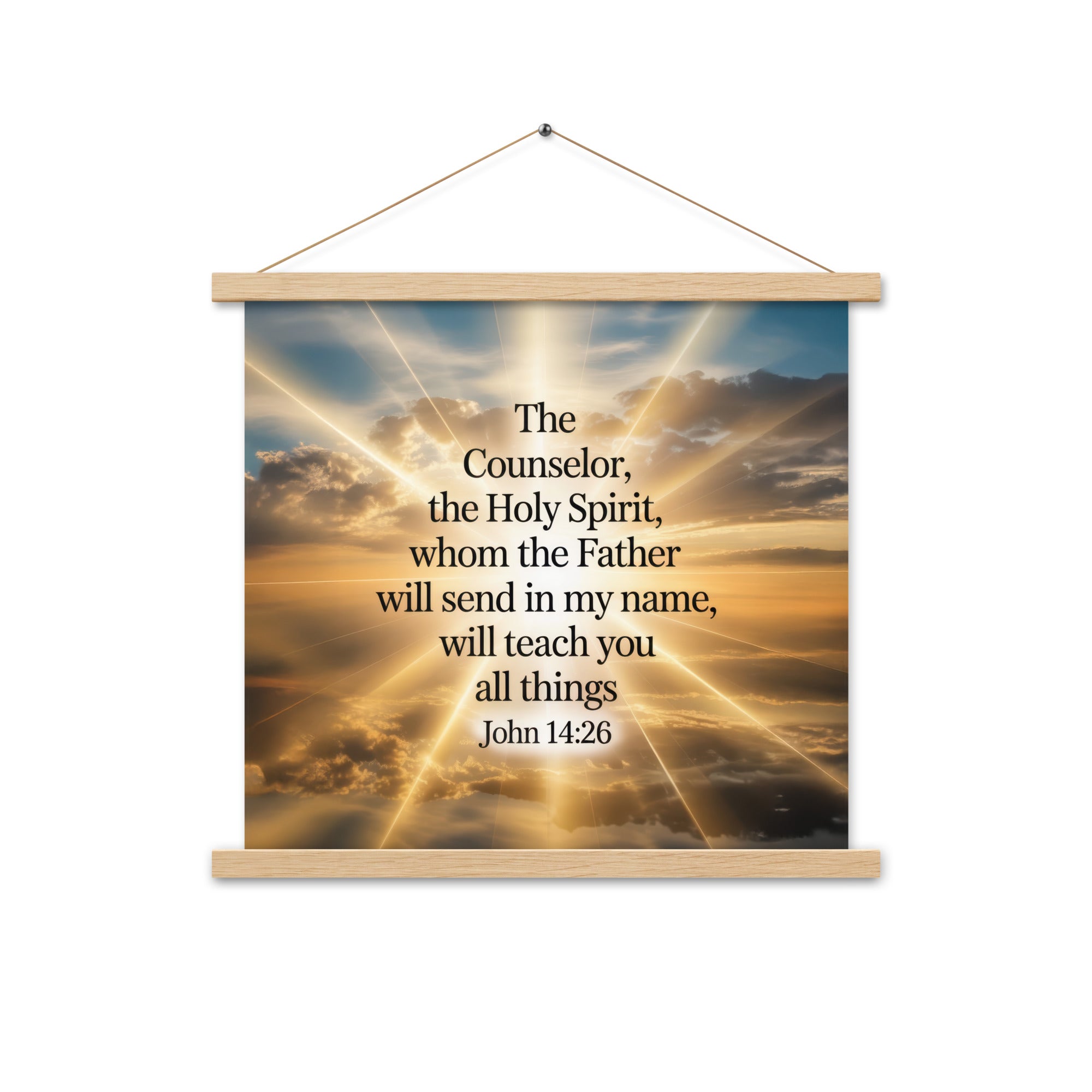 John 14:26 Bible Verse will send Enhanced Matte Paper Poster With Hanger Oak 18″×18″