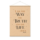 John 14:6 Bible Verse, Color Text Brown Background Hanger Poster