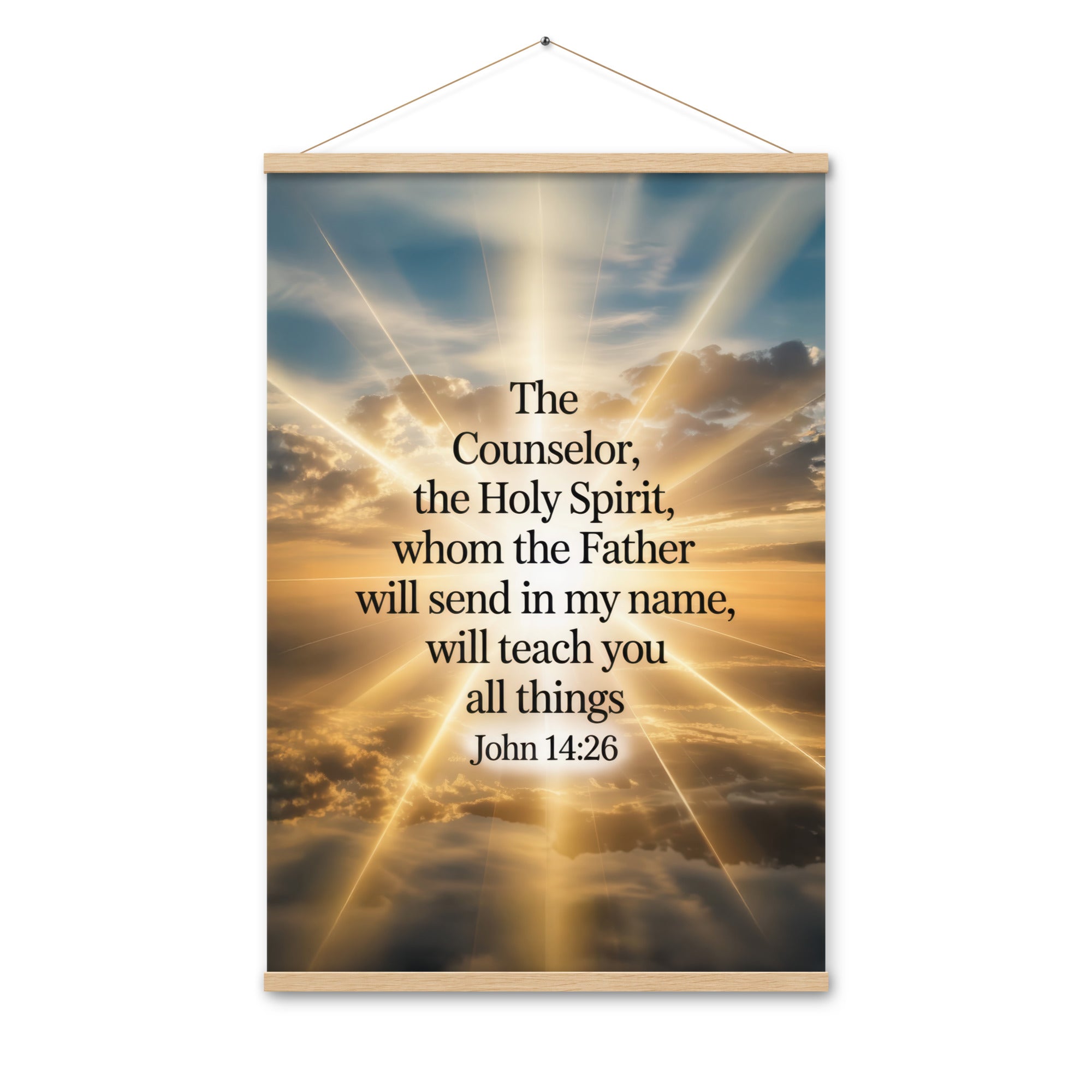 John 14:26 Bible Verse will send Enhanced Matte Paper Poster With Hanger Oak 24″×36″