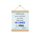 1 Pet 5:7 - Bible Verse, casting all your worries on Him Enhanced Matte Paper Poster With Hanger