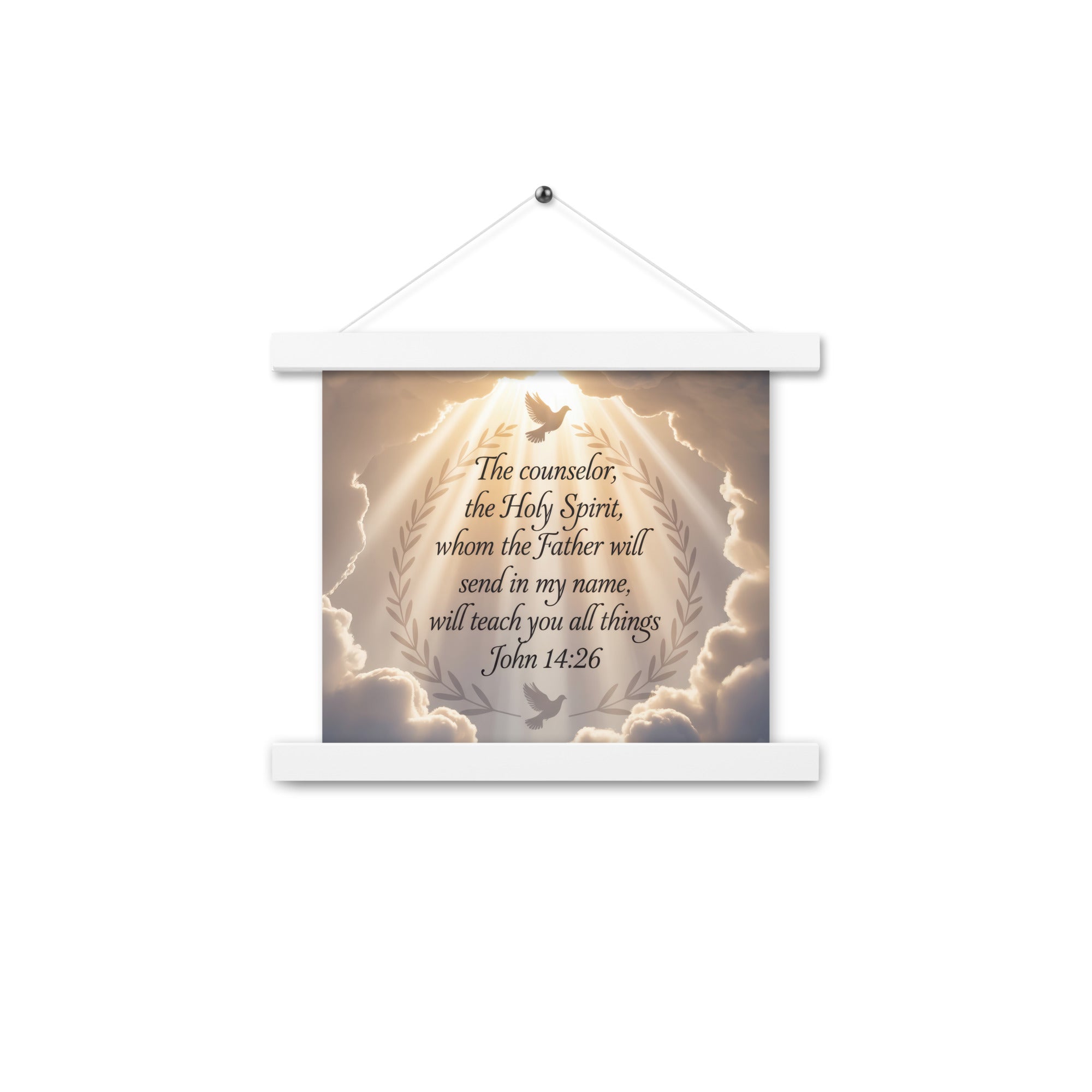 John 14:26 Bible Verse Counselor Enhanced Matte Paper Poster With Hanger White 10″×10″