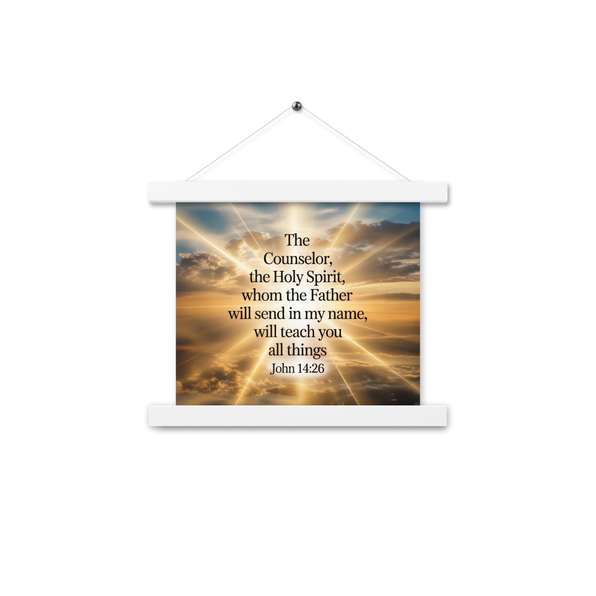 John 14:26 Bible Verse will send Enhanced Matte Paper Poster With Hanger White 10″×10″