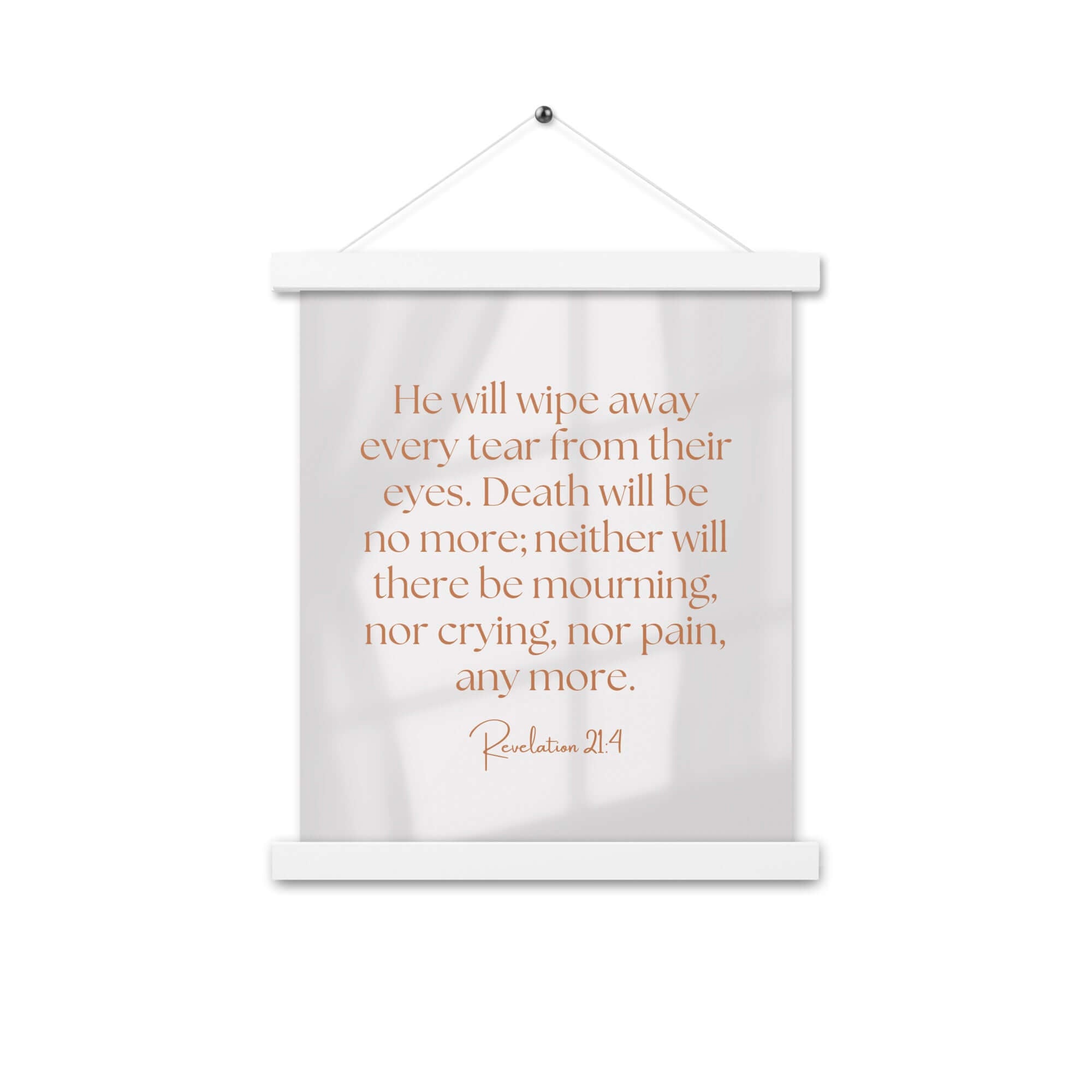 Revelation 21:4 Bible Verse, He will wipe Enhanced Matte Paper Poster With Hanger