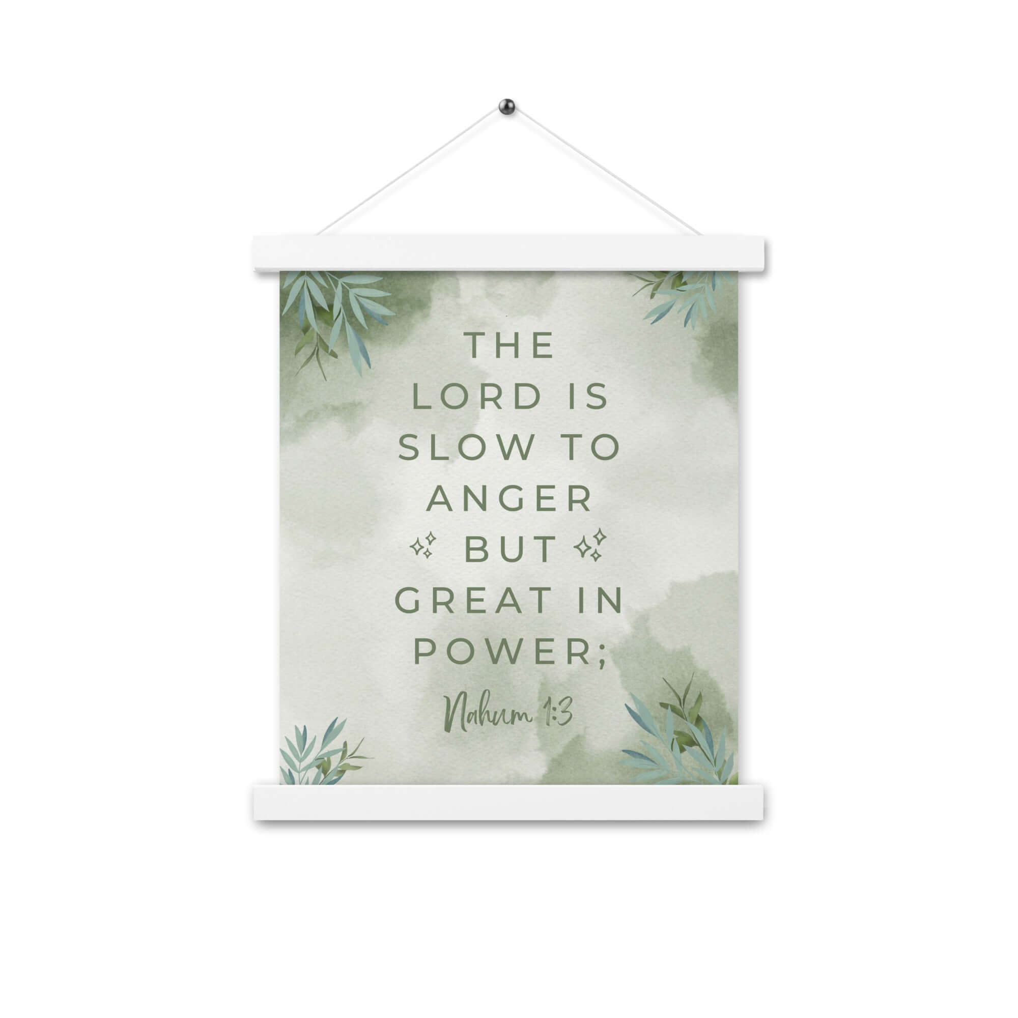 Nahum 1:3 Bible Verse, The Lord is slow Enhanced Matte Paper Poster With Hanger