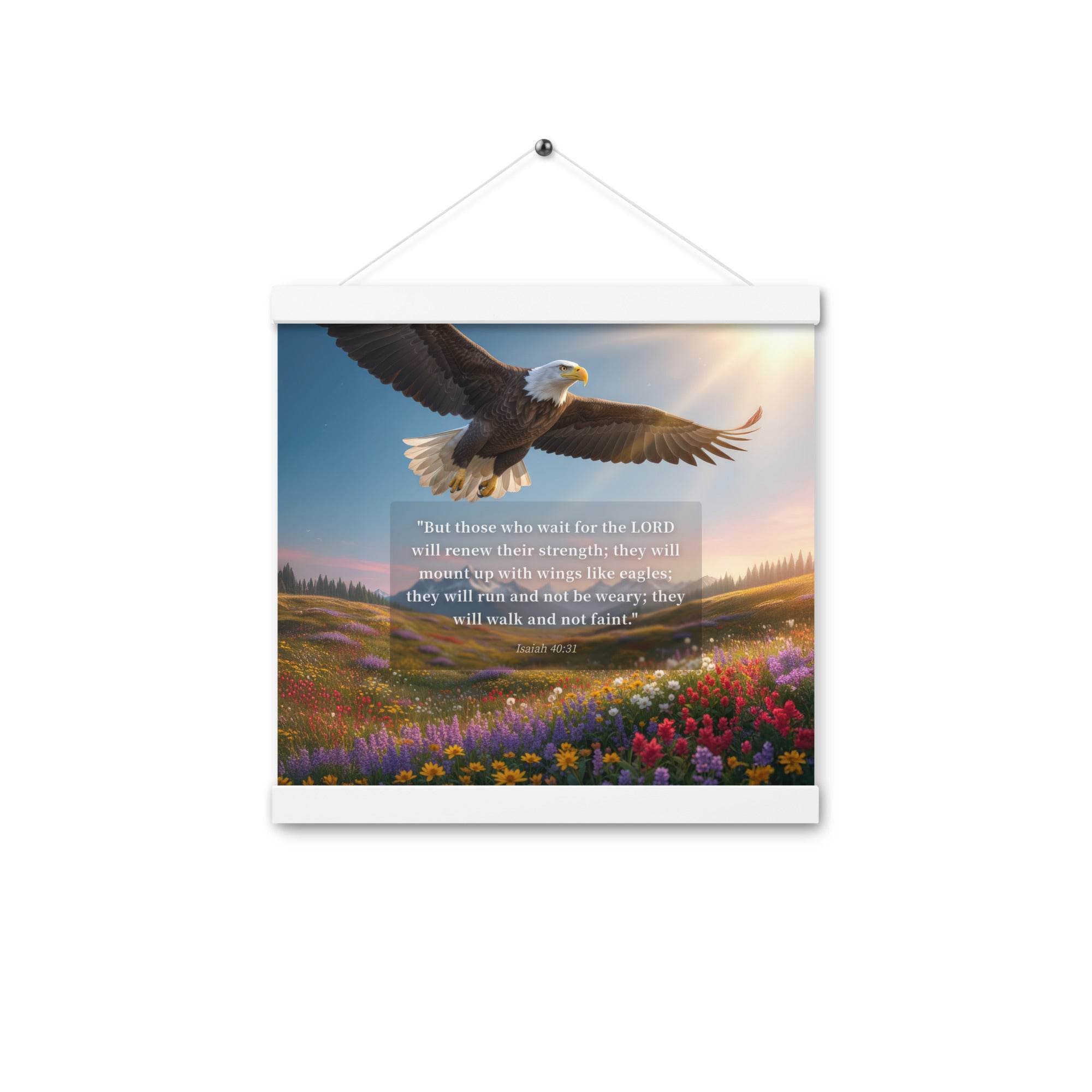 Isaiah 40:31 Bible Verse Who Wait Enhanced Matte Paper Poster With Hanger White 12″×12″