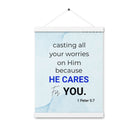 1 Pet 5:7 - Bible Verse, casting all your worries on Him Enhanced Matte Paper Poster With Hanger