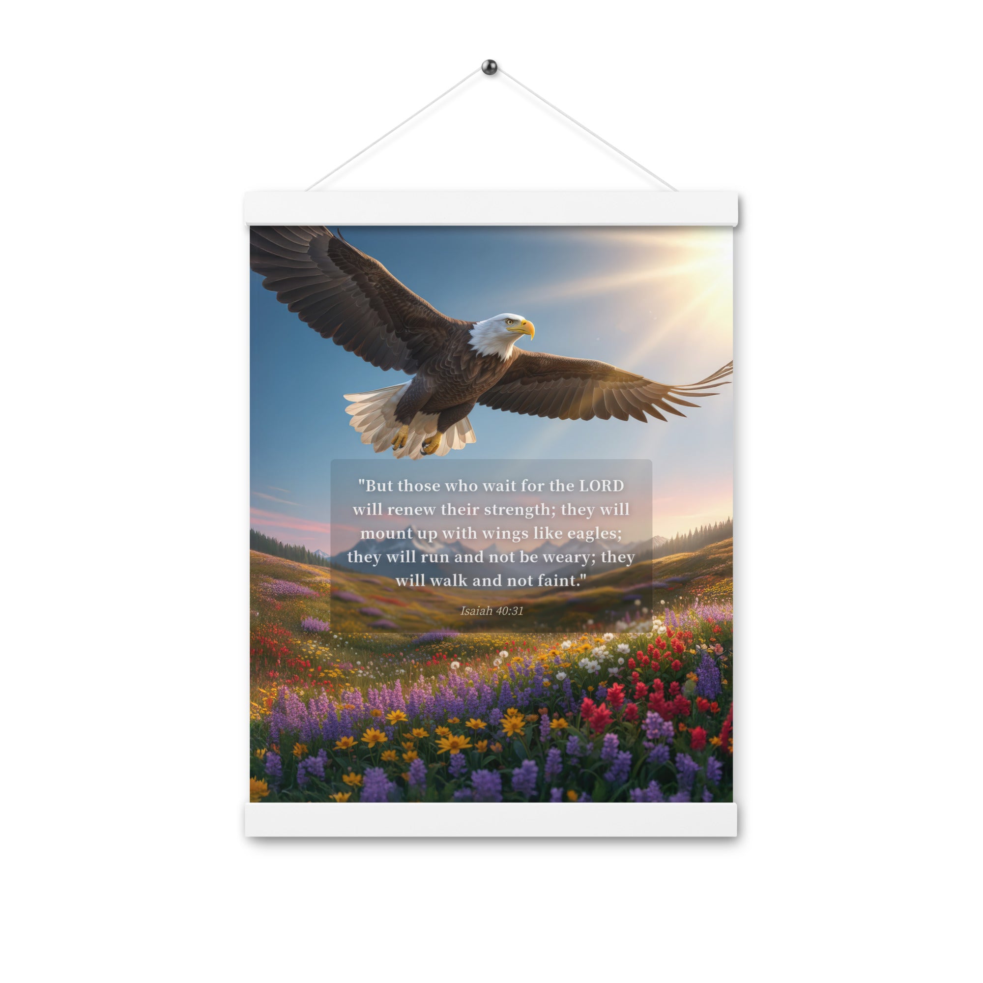 Isaiah 40:31 Bible Verse Who Wait Enhanced Matte Paper Poster With Hanger White 12″×16″