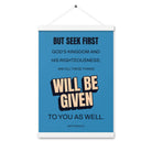 Matt 6:33 - Bible Verse, seek first God’s Kingdom Enhanced Matte Paper Poster With Hanger