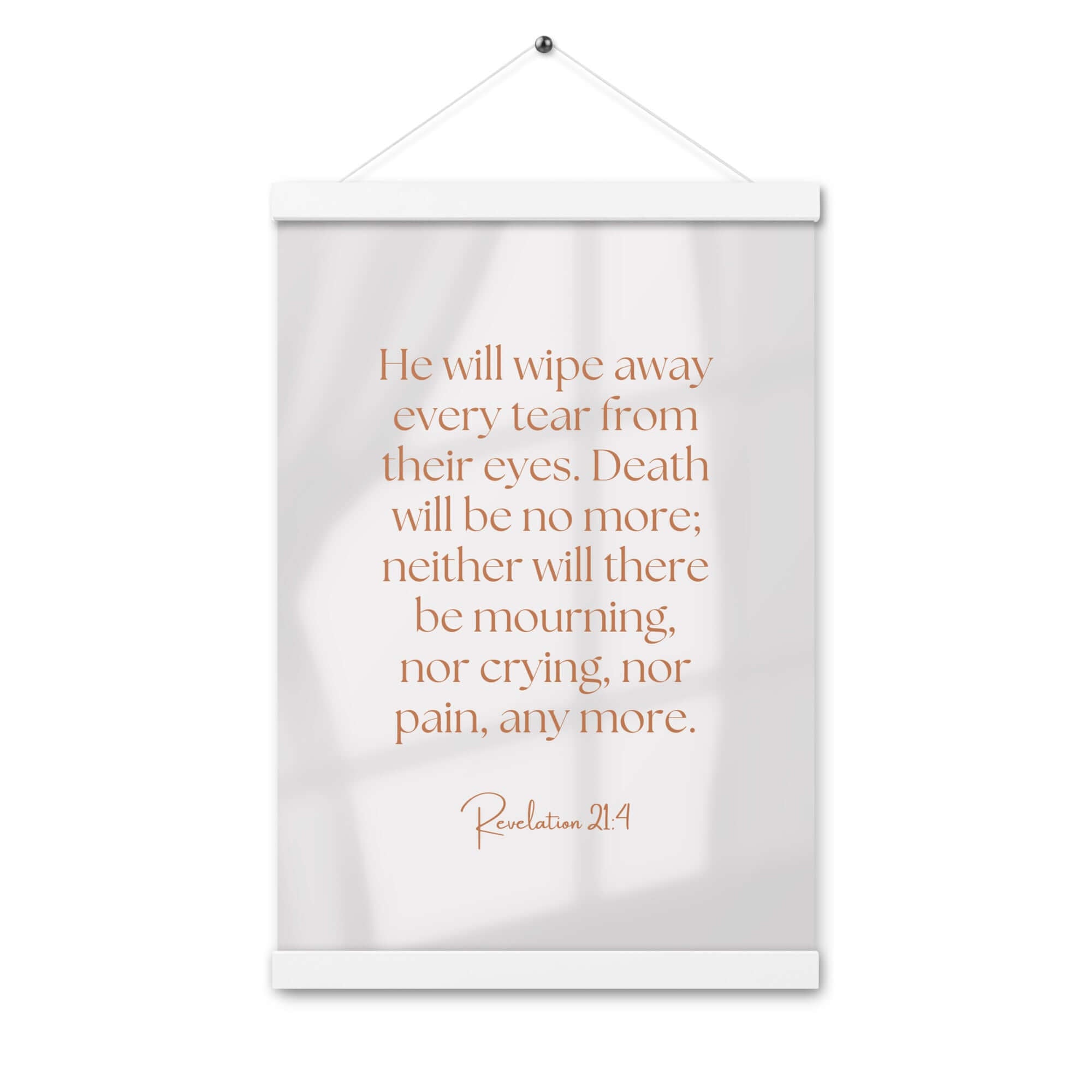 Revelation 21:4 Bible Verse, He will wipe Enhanced Matte Paper Poster With Hanger