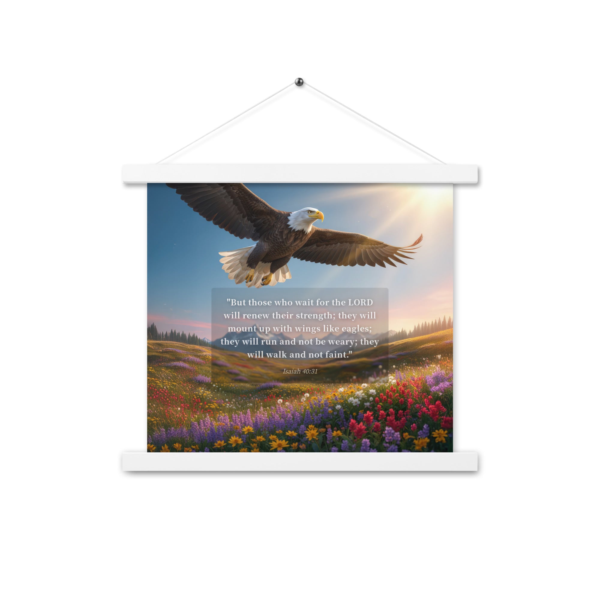 Isaiah 40:31 Bible Verse Who Wait Enhanced Matte Paper Poster With Hanger White 14″×14″