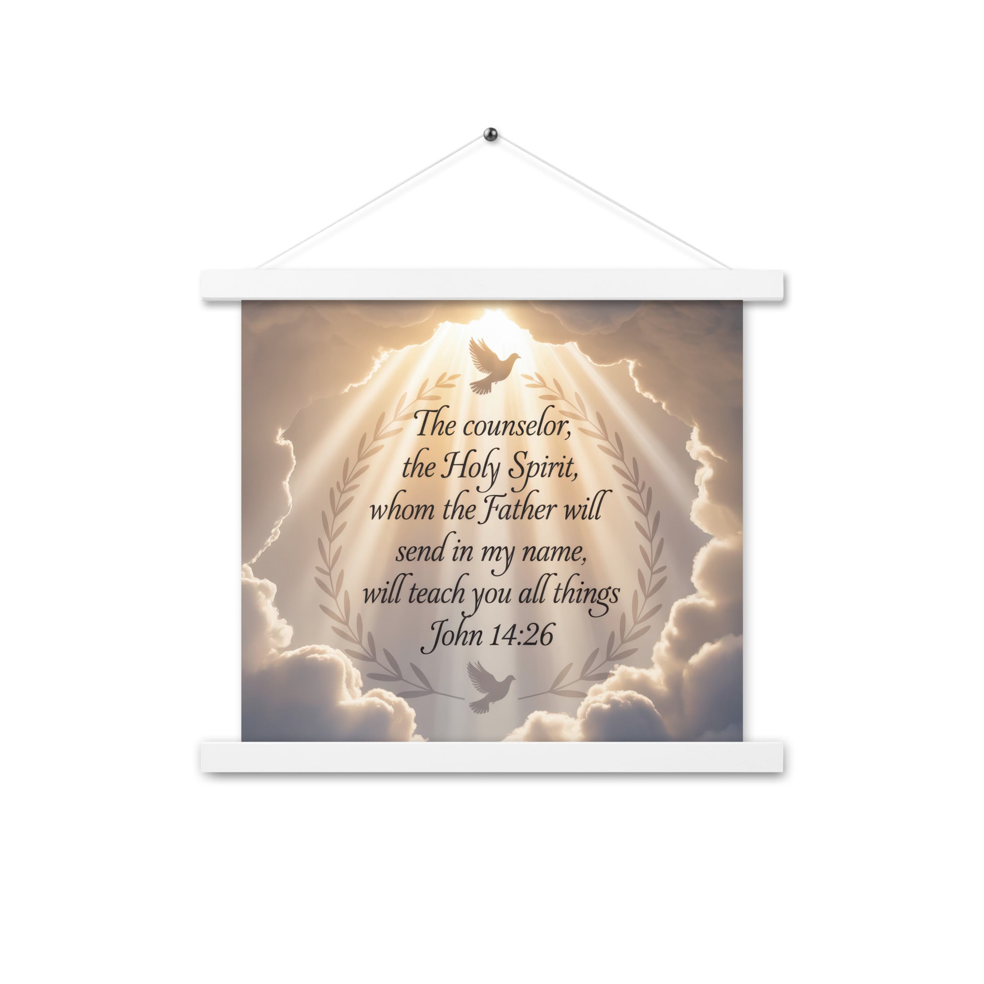 John 14:26 Bible Verse Counselor Enhanced Matte Paper Poster With Hanger White 14″×14″