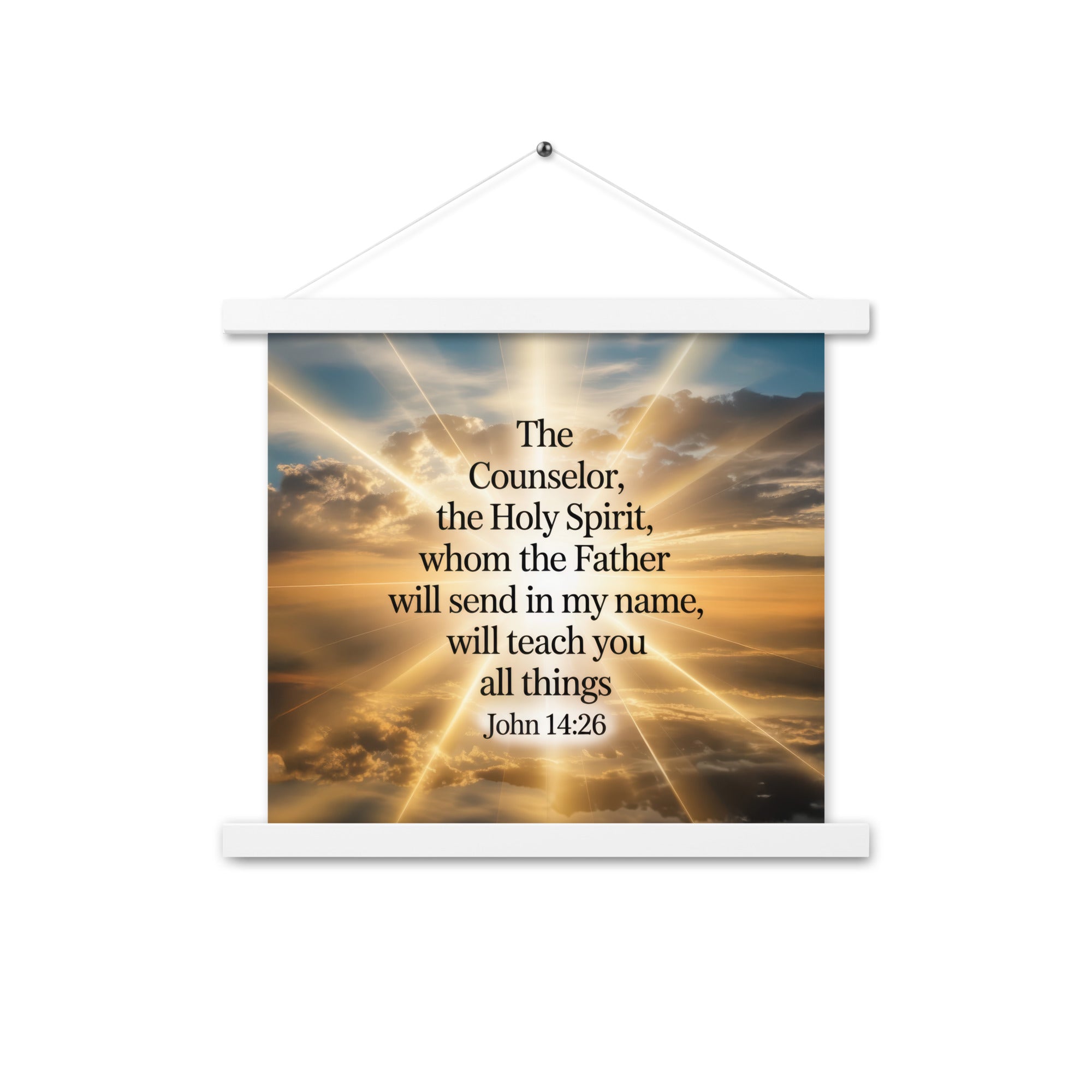 John 14:26 Bible Verse will send Enhanced Matte Paper Poster With Hanger White 14″×14″