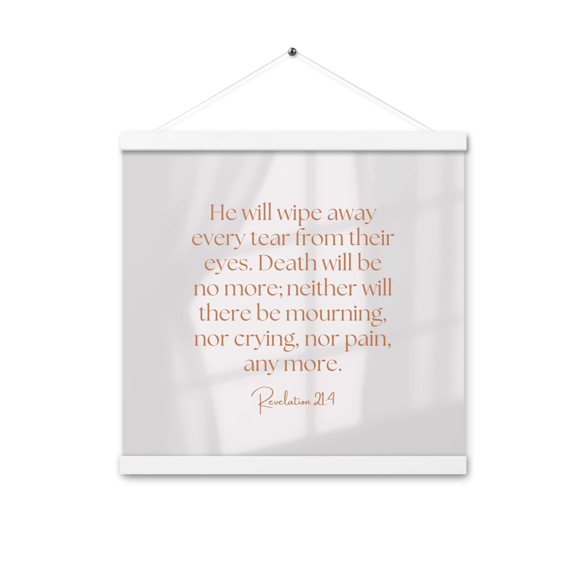 Revelation 21:4 Bible Verse, He will wipe Enhanced Matte Paper Poster With Hanger