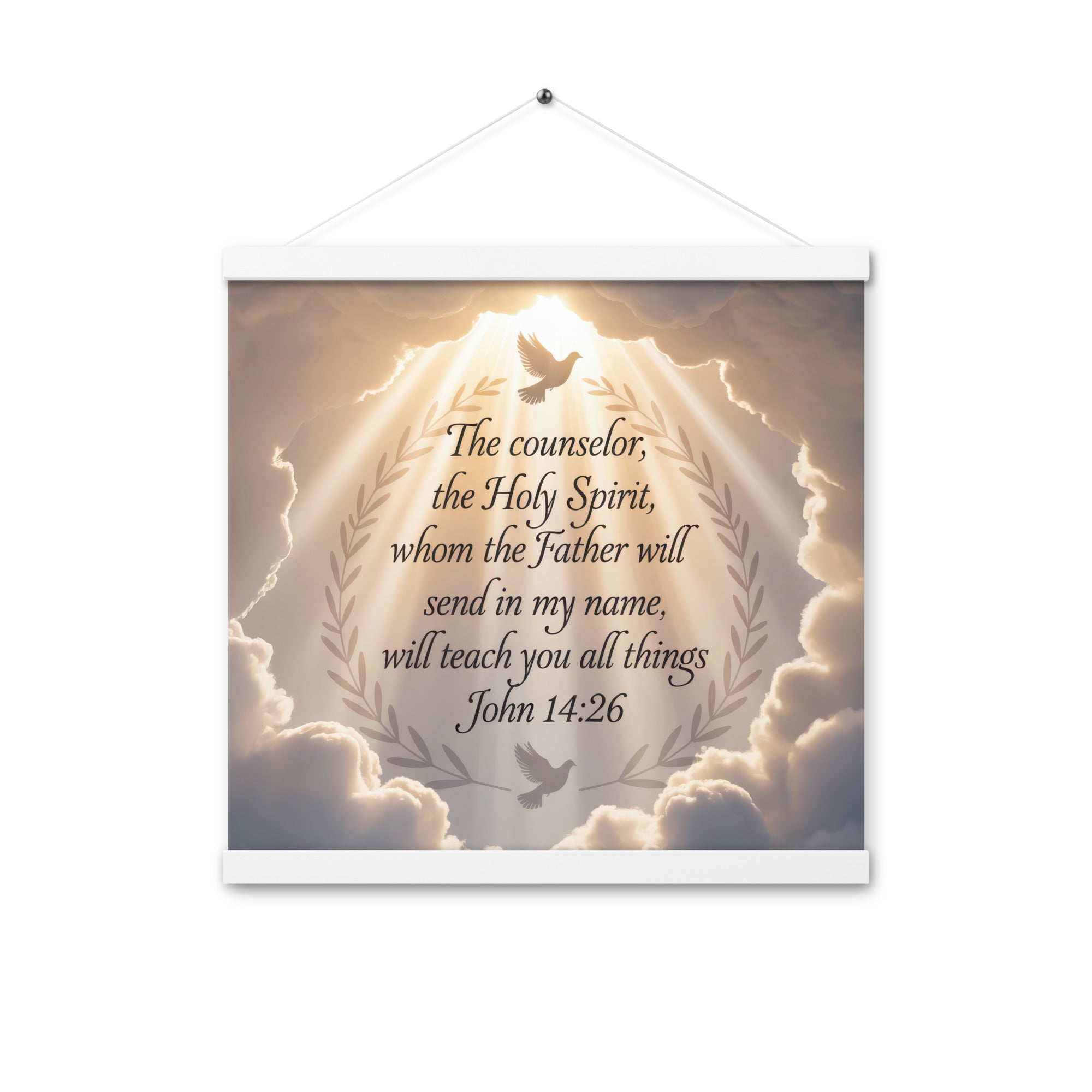 John 14:26 Bible Verse Counselor Enhanced Matte Paper Poster With Hanger White 16″×16″
