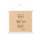 John 14:6 Bible Verse, Color Text Brown Background Hanger Poster