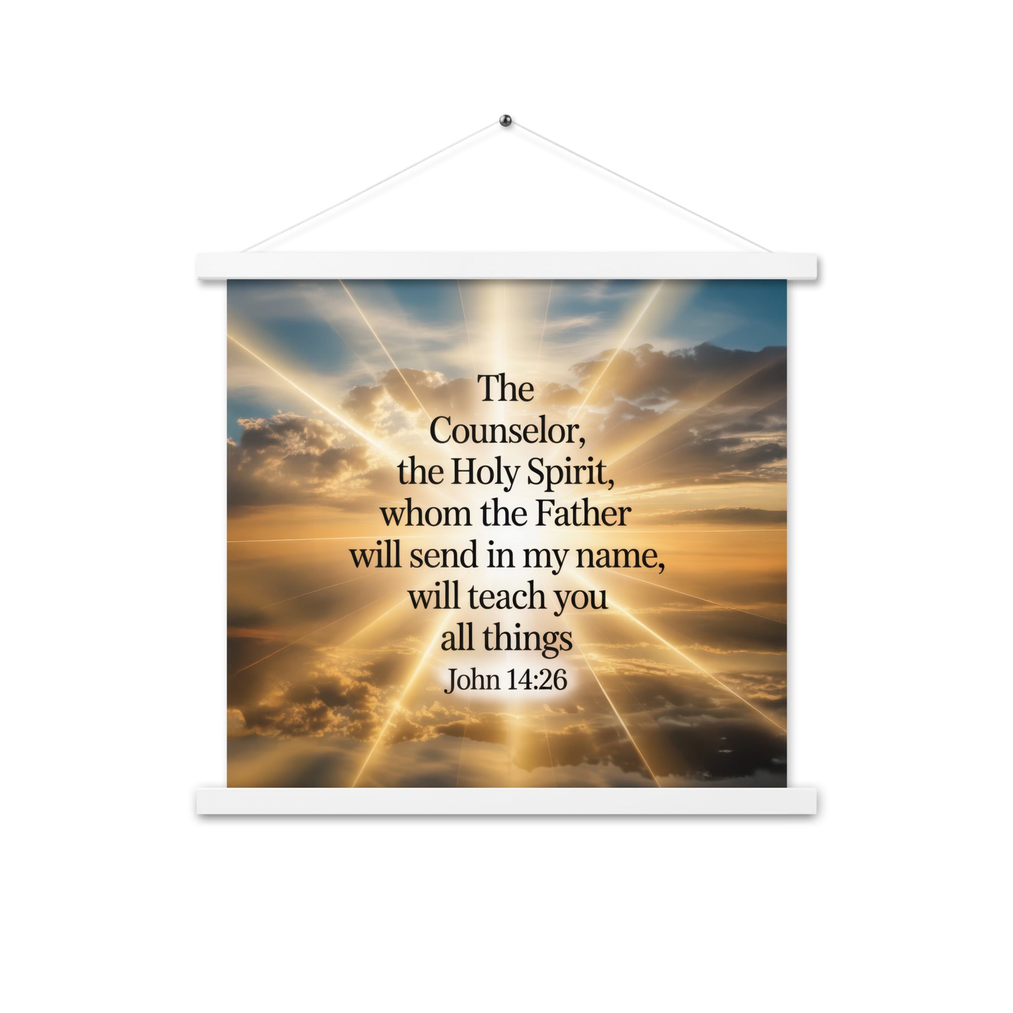 John 14:26 Bible Verse will send Enhanced Matte Paper Poster With Hanger White 18″×18″