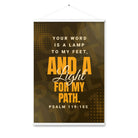 Psalm 119:105 - Bible Verse, lamp to my feet Enhanced Matte Paper Poster With Hanger