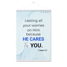 1 Pet 5:7 - Bible Verse, casting all your worries on Him Enhanced Matte Paper Poster With Hanger