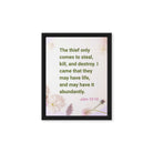 John 10:10 - Bible Verse, Abundant Life Framed Canvas