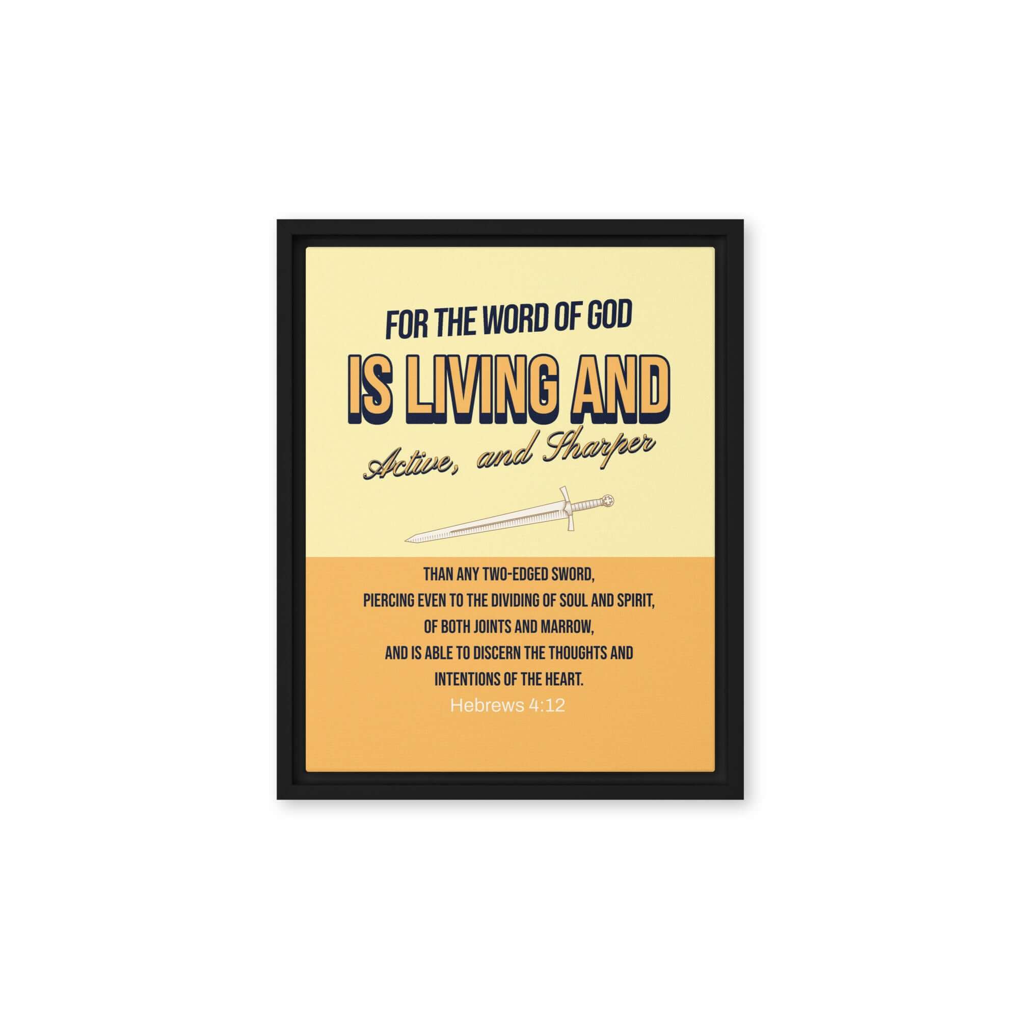 Heb 4:12 - Bible Verse, living and active Framed Canvas