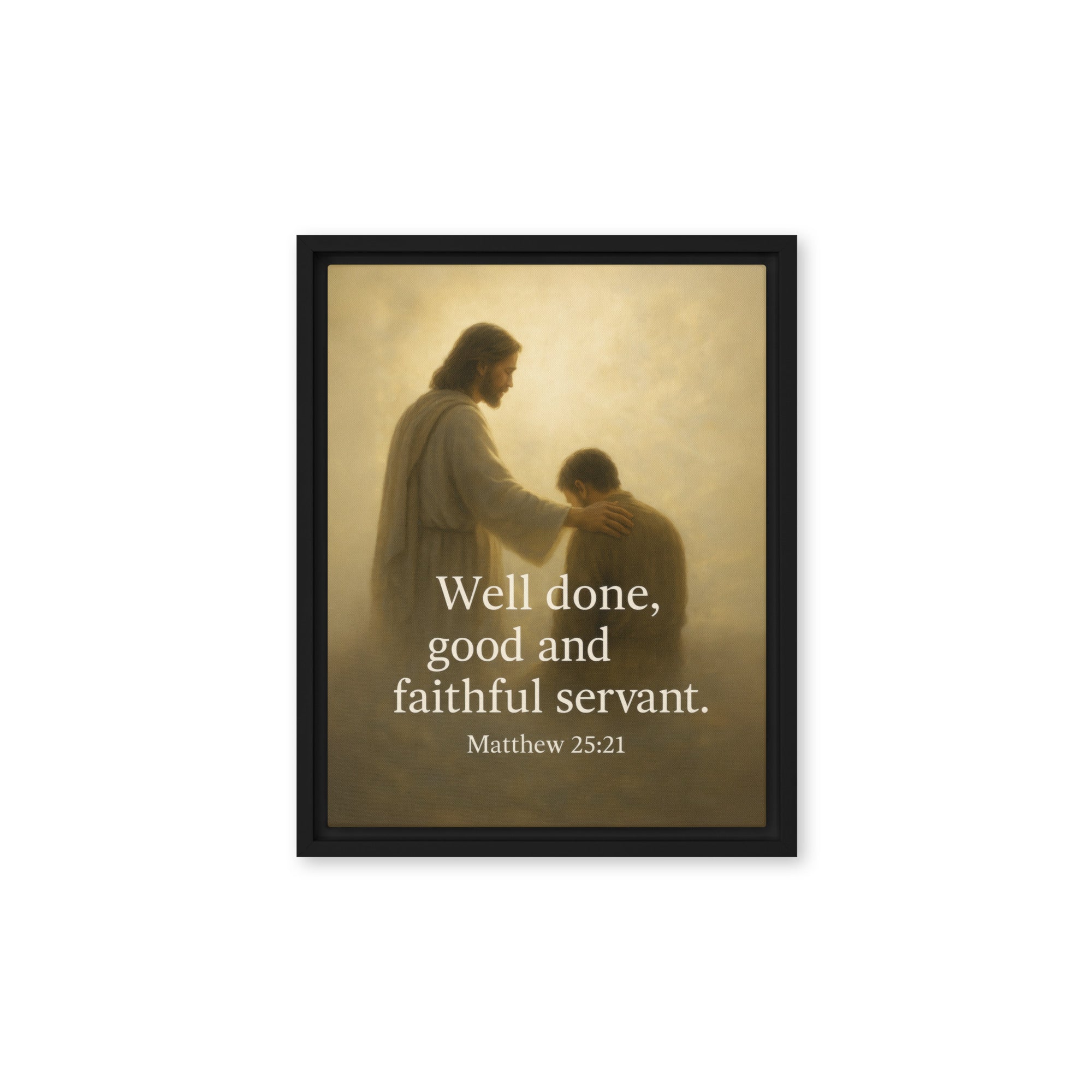 Matthew 25:21 Bible Verse Well Done Framed Canvas Black 11″×14″