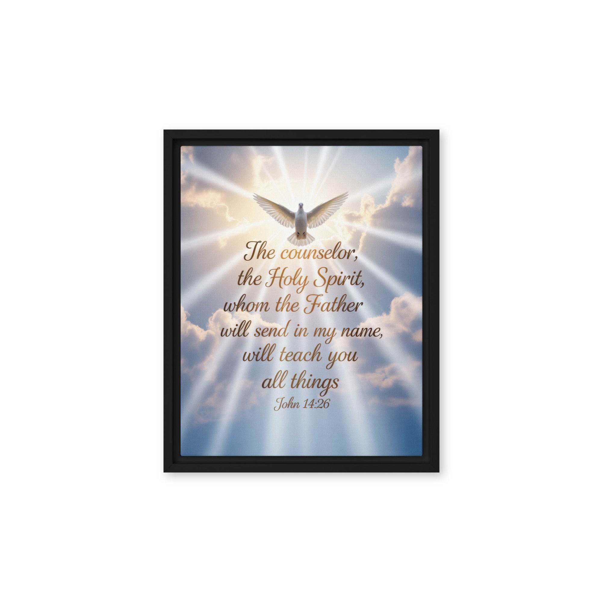 John 14:26 Bible Verse Father Framed Canvas Black 11″×14″