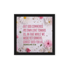 Romans 5:8 - Bible Verse, Christ Died for Us Framed Canvas