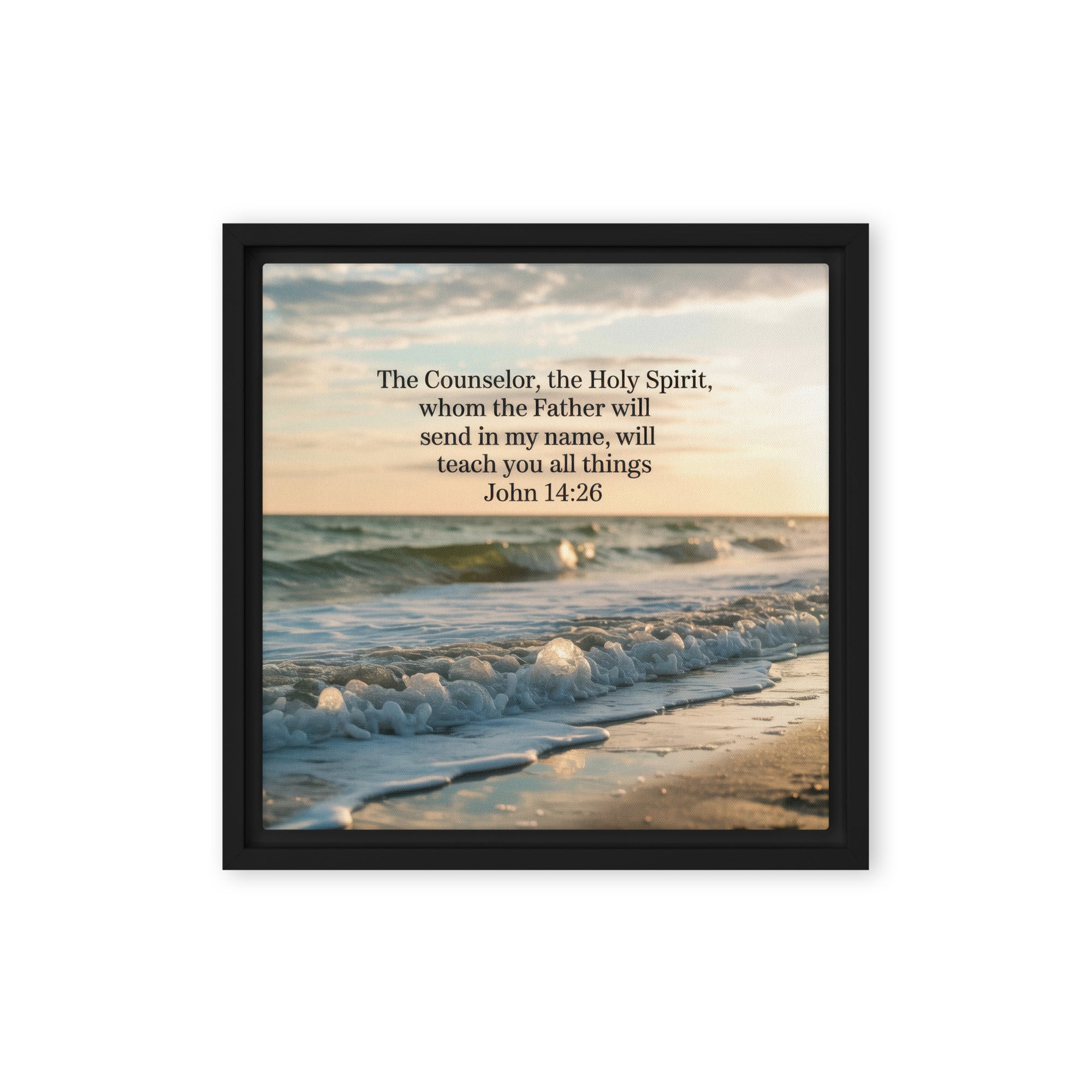 John 14:26 Bible Verse You All Framed Canvas Black 12″×12″