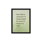 Heb 11:1 - Bible Verse, faith is assurance Framed Canvas