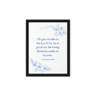 1 Chronicles 16:34 Bible Verse, to the Lord Framed Canvas