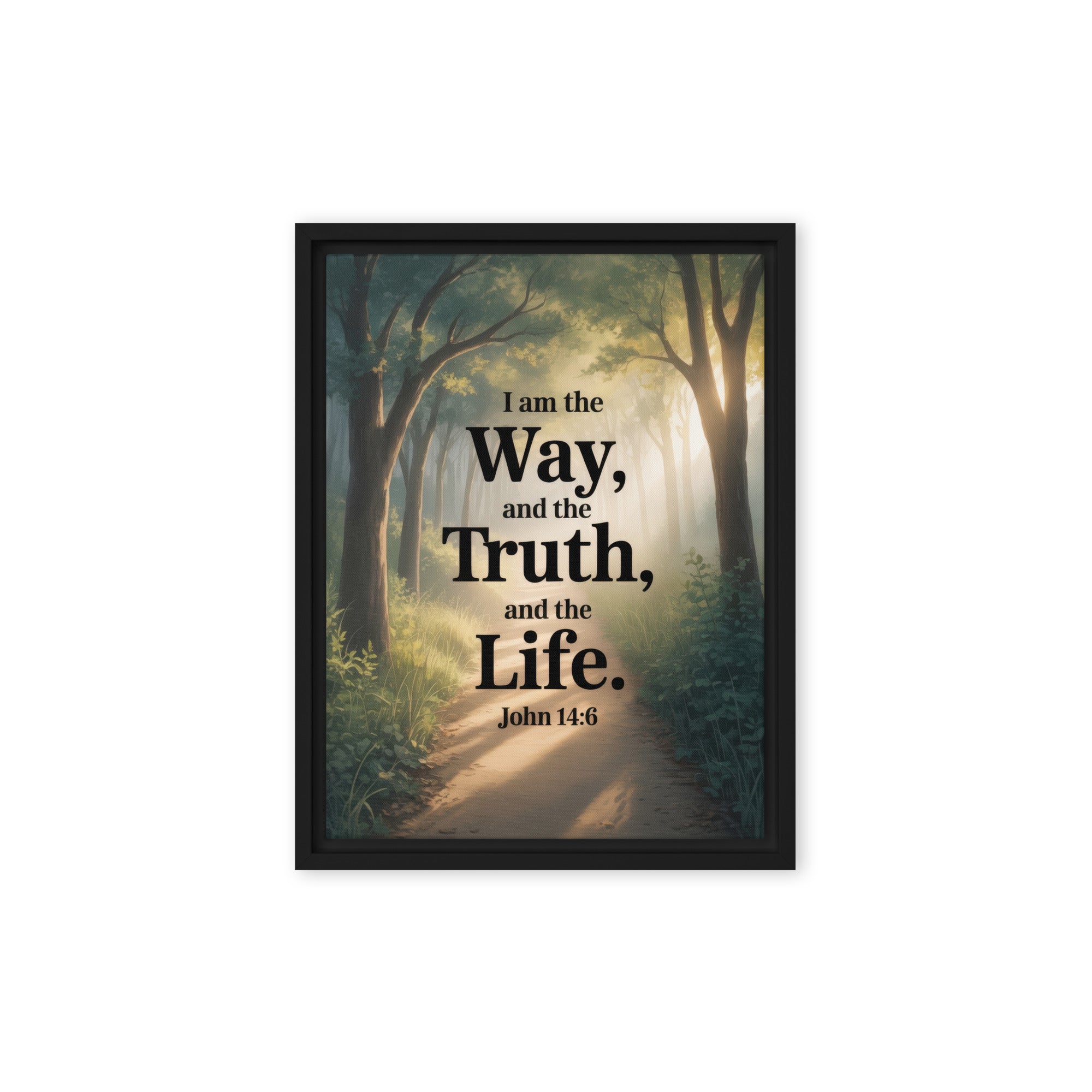 John 14:6 Bible Verse The Life Framed Canvas Black 12″×16″