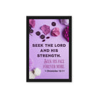 1 Chron 16:11 - Bible Verse, Seek the LORD Framed Canvas