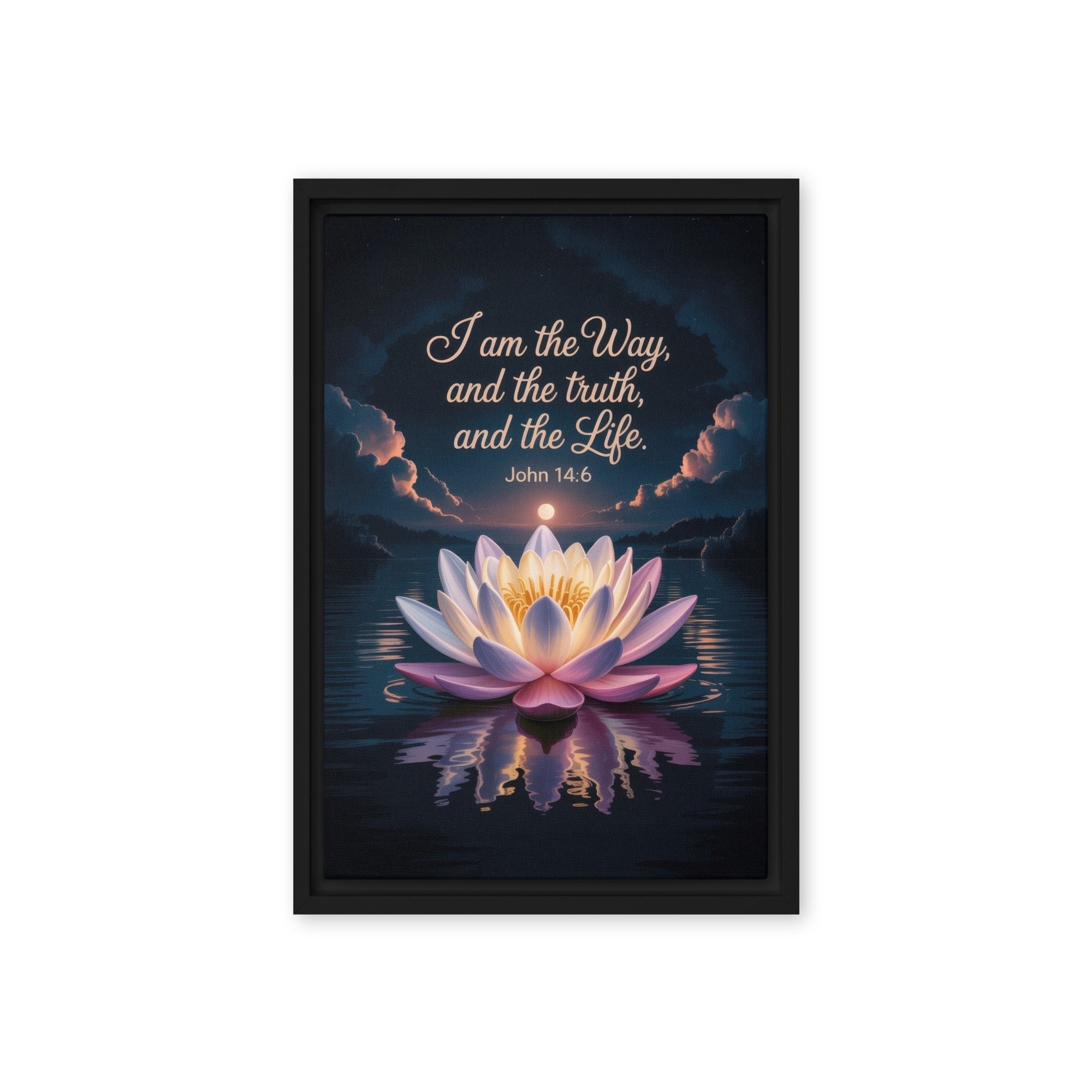 John 14:6 Bible Verse The Way Framed Canvas Black 12″×18″