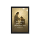 Matthew 25:21 Bible Verse Well Done Framed Canvas Black 12″×18″