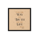 John 14:6 Bible Verse, Color Text Brown Background Framed Canvas