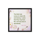 John 10:10 - Bible Verse, Abundant Life Framed Canvas